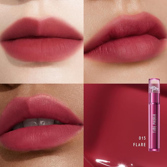 Altera Blurring Lip Tint 015 Flare, Deep Peddish Pink Glossy to Soft Matte Finish, Blur Lip Lines, Weightless No-Sticky Airy Velvet Texture, Vibrant Hydrating Long-Lasting Lip Makeup