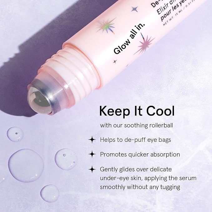 grace & stella Under Eye Brightener Roller - Airplane Travel Essentials - Travel Size Toiletries - Retinol & Caffeine Eye Serum for Puffiness, Dark Circles, Wrinkles - Vegan Skincare (15ml / 0.51floz)
