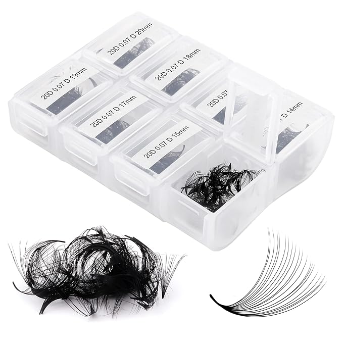 FADLASH Premade Fans Eyelash Extensions 600pcs 14D 20D 25D 30D Volume Lash Extensions D Curl Eyelash Extension Premade Fans Pointy Base Pre Made Fans Lash Extension (20D-0.07D-11-18mm)