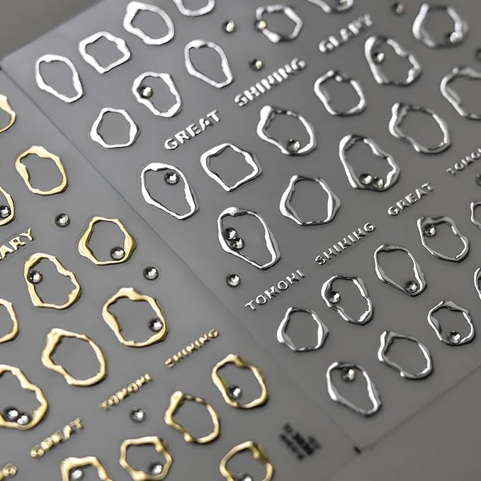 Gold Nail Art Stickers 5d Embossed Gold Nail Decals for Nail Art Designs Self Adhesive Silver Nail Stickers Decals Rhinestone Nail Supplies for Women DIY Manicure Accessories 2Pcs