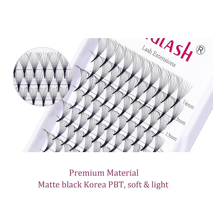 Lash Extension 10D 0.07 Premade Fans Eyelash Extensions D Curl Mix Tray Volume Short Stem (10D-0.07-D, 8-14mm Mix)