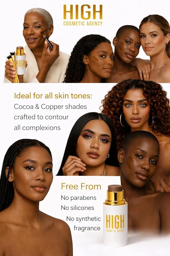 Copper Contour Collection – Cream Contour Set with Light Bronzer, Hot Coral Blush, Cocoa Copper Bronzer & Latte Gold Highlighter Vegan