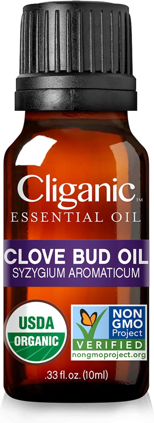 Cliganic Organic Clove Bud Essential Oil, 100% Pure Natural for Aromatherapy | Non-GMO Verified (Packaging May Vary)