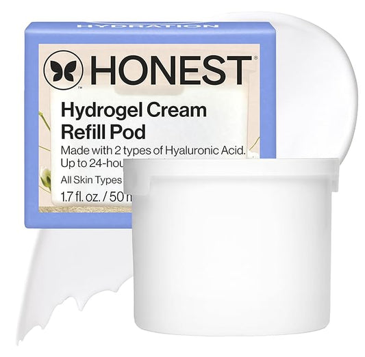 Honest Beauty Refill Pod for Full Size Hydrogel Cream, Lightweight and Moisturizing Water Cream, Gentle Sensitive Skin, Fragrance-Free, Vegan, 1.7 fl oz