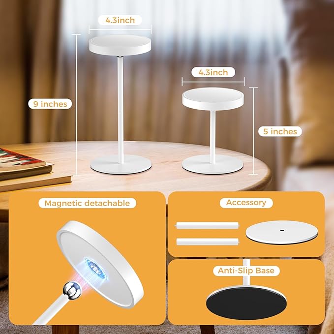 Makeup Mirror with Lights,Rechargeable Mirror with Light and Touch Switch,Vanity Mirror with 3 Color Stepless Light, 360° Rotation, Brightness Adjustable Cosmetic Light up Mirror, Women Gift