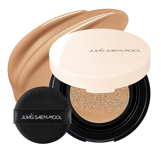 JUNG SAEM MOOL Essential Skin Nuder Cushion | Natural Finish, Buildable Coverage Cushion Foundation by Korean Makeup Artist (Mini, 0.17 Fl Oz), 26W Oat
