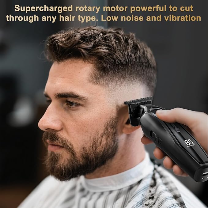 Hair Trimmer for Men, Professional Barber Liner & Beard Trimmer with Zero-Gap T-Blade Clippers,USB-C Fast Charge with 7 Guards for Hair/Body