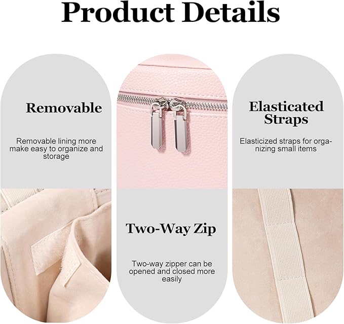 idoltimes Cosmetic Case, Leather Makeup Bag, Portable Handheld Makeup Case, Detachable Compartments