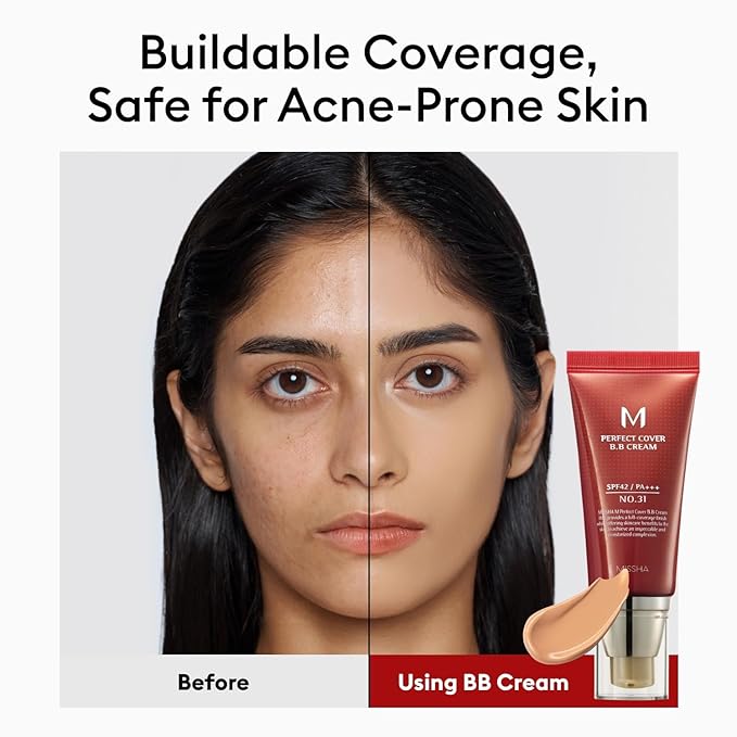 MISSHA M Perfect Cover BB Cream No 31.Golden Beige - Medium/Tan with Neutral Undertone SPF 42 PA +++ 1.69 Fl Oz - Tinted Moisturizer for face with SPF valentines day gifts for her