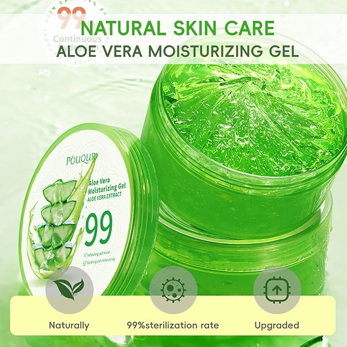 Fuveuua Organic Pure Aloe Vera Gel - Soothing Cooling Gel for Sunburn Relief & sun burnt after-sun gel for skin Face hair | pure 99% Plant-Derived, | 7.05oz, Gentle for All Skin Types