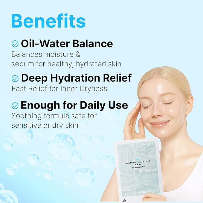 Baegayul Balancing Face Mask Sheet - Korean Facial Mask for Hydrating & Soothing Sensitive Skin, Herbal Essence & Hyaluronic Acid, Korean skincare, Mask for instant Moistureizing, Glow [ 10 Sheet ]
