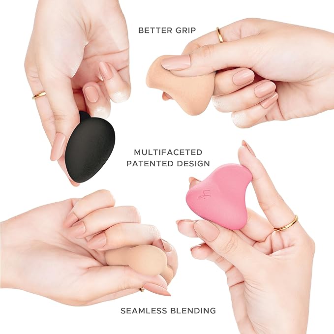 Strokes Beauty Lab Original Beauty Blender Makeup Sponge Applicator for Powder, Cream & Liquid, Beauty Tools Puff, Streak Free Application, Vegan, Cruelty Free Made in USA, Mix Color Set