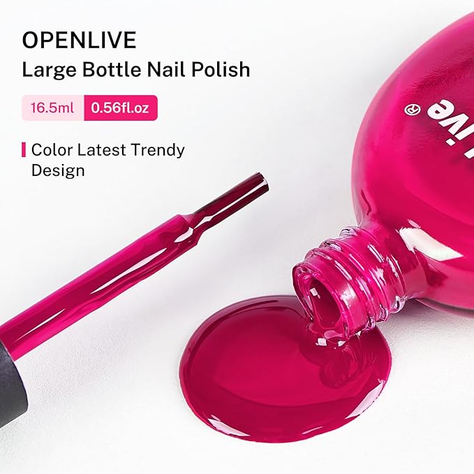 16.5ml Rose Pink Nail Polish Large Volume Quick Dry Nail Polish, Long Lasting Shine, Fingernail Toenail Nail Art DIY Home Travel Nail Art Gift