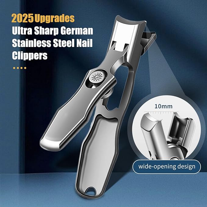 German Nail Clippers for Men, Upgraded Ultra Sharp Stainless Steel Nail Clippers for Thick Nails, Luxurious Ultra Sharp Nail Clippers Set with Nail File for Seniors Men Women (Color)