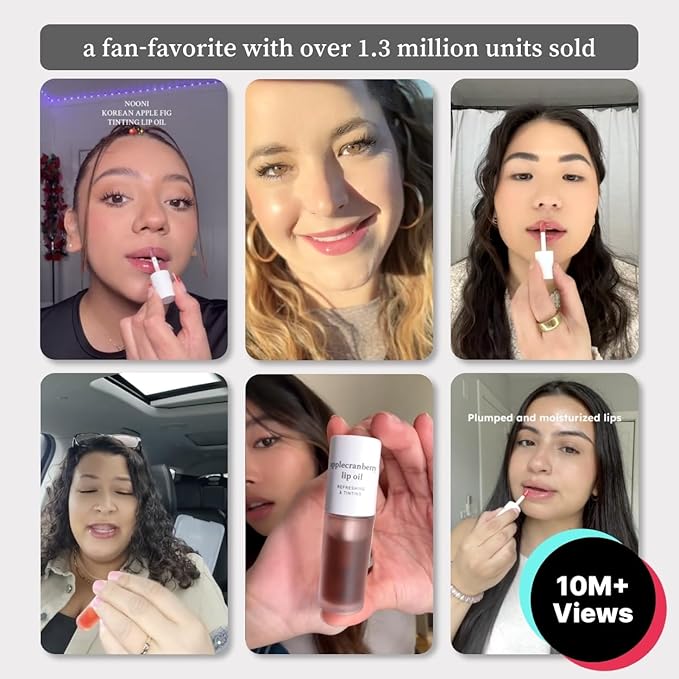 NOONI Korean Hydrating Lip Oil - Appleplum | Long-Lasting, Moisturizing, Plumping, Revitalizing for Dry Lips, Waterproof, No Peel Off, Korean Tint, Hydrating, Nourishing Crystal Clear, 0.12 FL Oz