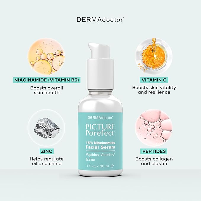 DERMAdoctor Pore Minimizer Niacinamide Serum for Face | Vitamin B3 Niacinamide Oil Control Pore Minimizer for Visible pores, Blackheads, Uneven Skin Tone, Redness, Oily Skin - Dermatologist Formulated