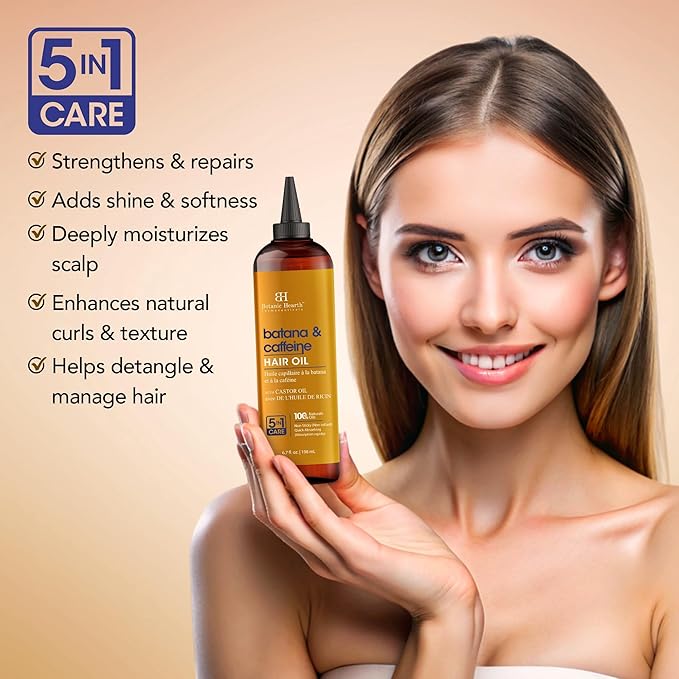 Botanic Hearth Hair Oil for Hair Growth & Home Hair Perm Kit | Strengthening Dry, Frizzy, Damaged Hair & Scalp Treatment | Batana & Caffeine Hair Oil – 6.7 Fl Oz