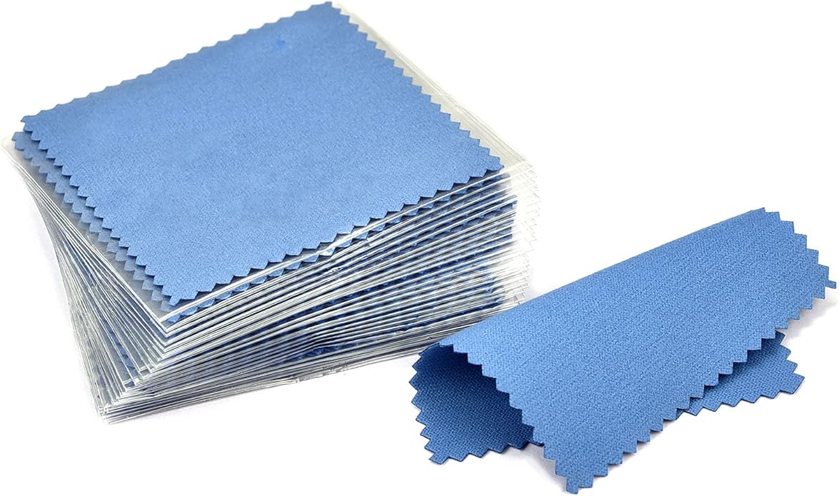SEVENWELL 50pcs Jewelry Cleaning Cloth Pink Polishing Cloth for Sterling Silver Gold Platinum Small Polish Cloth 8x8cm