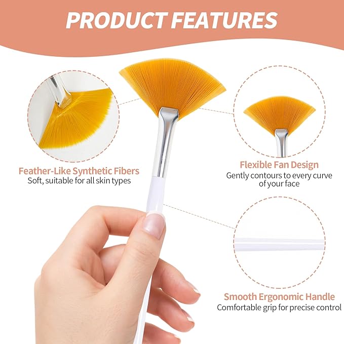 6PCS Fan Brush,Facial Brushes Esthetician,Fan Facial Mask Applicator Tools Soft Makeup Brushes Cosmetic Tools, Multipurpose Facial Mask Brushes for Estheticians and Home Use(3 colors）