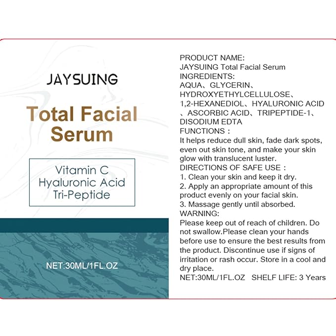 Vitamin C Serum for face, with Hyaluronic Acid & Peptides - Anti Aging Face Serum for Women & Men, Dark Spot Corrector for Firming, Hydrating Treatment to Reduce Wrinkles & Fine Lines, 1 fl oz