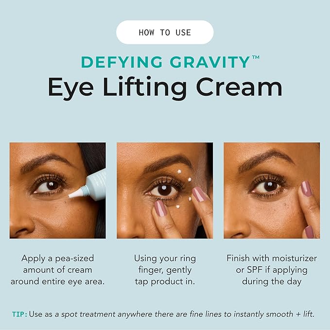 Bigger Than Beauty Skincare Defying Gravity Eye Lifting Cream, Moisturizer with Plant Based Retinol for Women, Green Tea and Essential Vitamins, Daily Skin Care Routine, Vegan Formula & Cruelty Free