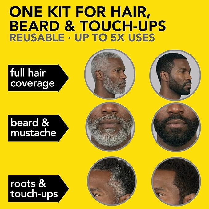 Reusable Hair & Beard Dye System for Men – Up to 5 Uses | 7-Minute Natural-Looking Gray Coverage | No-Drip Cream with SkinArmour® – Cleverman (Jet Black for Black Men)
