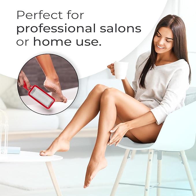 Microplane Colossal Foot File Scraper - The Original Stainless Steel Foot Rasp, Dead Skin/Callus Remover for Feet, Gentle Foot Scrubber, Pedicure Tools for Salon-Quality Foot Care, Red