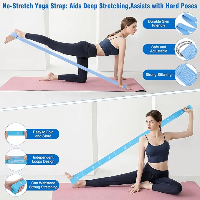 Pilates Ring Set, Pilates Essentials Kit for Home Workouts Women, Yoga Equipment Set with 14 Inch Magic Circle, 9.8” Ball, 5 Resistance Bands, 3 Long Stretch Bands, Core Sliders, Non-slip Socks