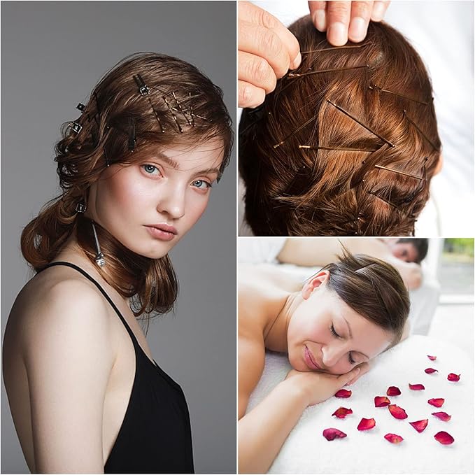 Tbestmax 800 Pcs Hair Bobby Pins, 2 Inch Brown Hairpins with Box for Women Lady Girls Kids, Invisible Wave Hairgrip Barrette Hair Clip Bulk Hair Accessories