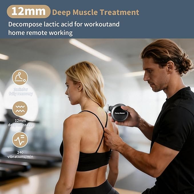 Fancy Home® Mini Massage Gun - Small Titan | Palm-Sized Deep Tissue Massager Gun, Unique Circular Pocket Muscle Massage Gun, Cordless Powerful 3200 RPM | Ultra Quiet | Travel-Friendly & Gift Ready