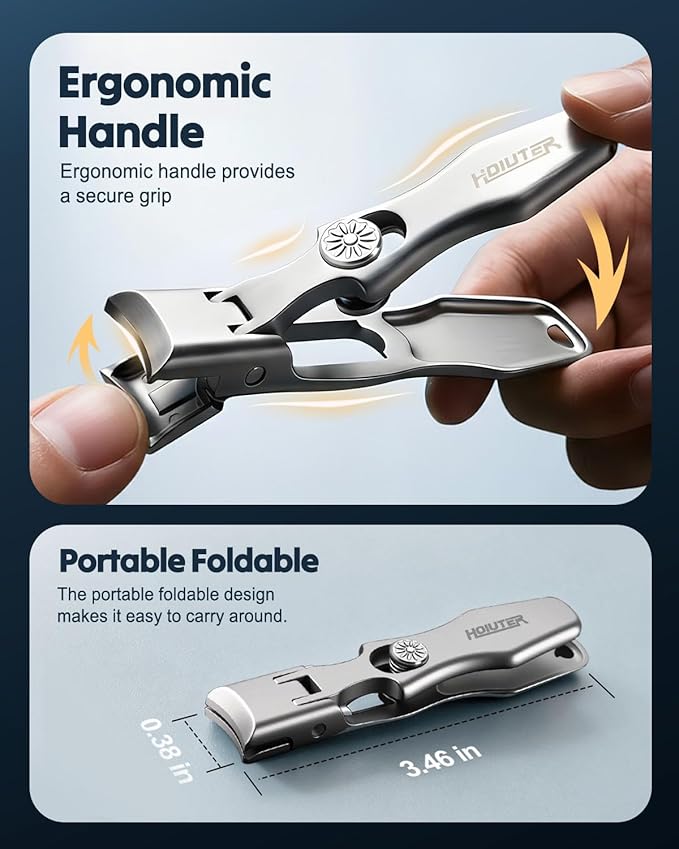 German Nail Clippers for Men Women, 2026 Upgraded Ultra Sharp Stainless Steel Nail Clippers for Thick Nails, Luxurious Ultra Sharp Nail Clippers Set with Nail File for Seniors (Silver)