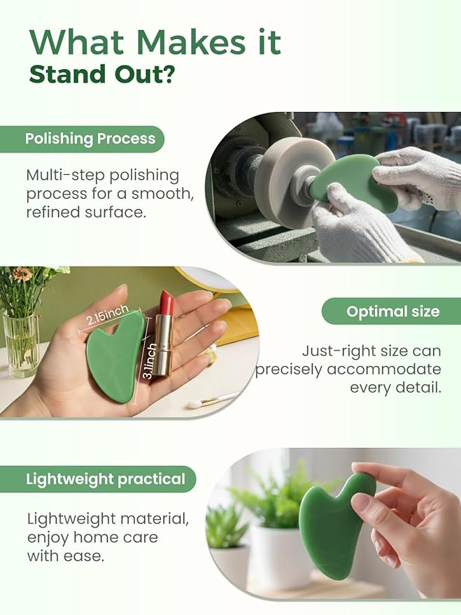 Gua Sha Facial Tools, Guasha Tool for Face Acupuncture Therapy Trigger Point Treatment, Gua Sha Scraping Massage Tool (Green)