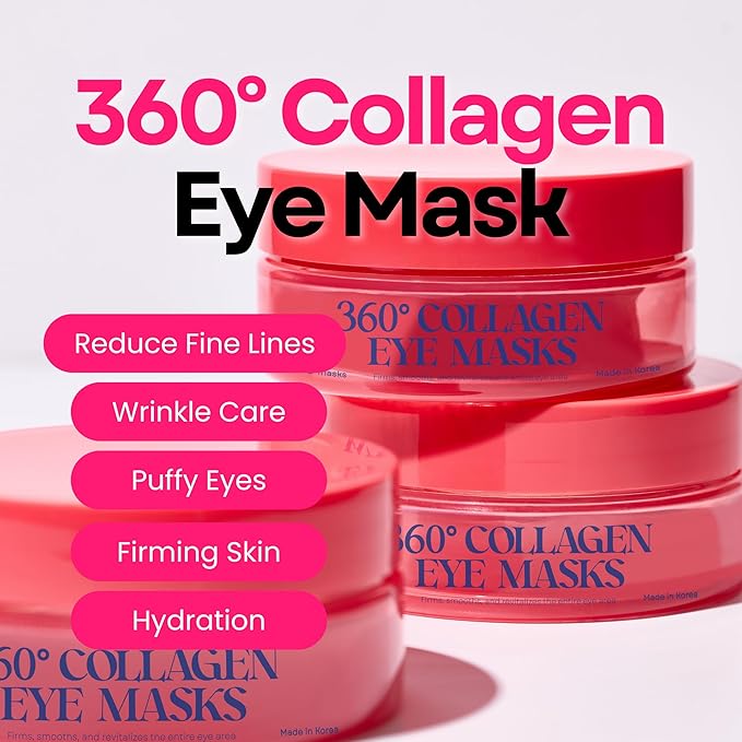 SOMISOME 360° Collagen Eye Masks – Korean Under Eye Patches with Bakuchiol Retinol, Fine Lines & Wrinkle Care, Dark Circle Treatment, 50 Masks