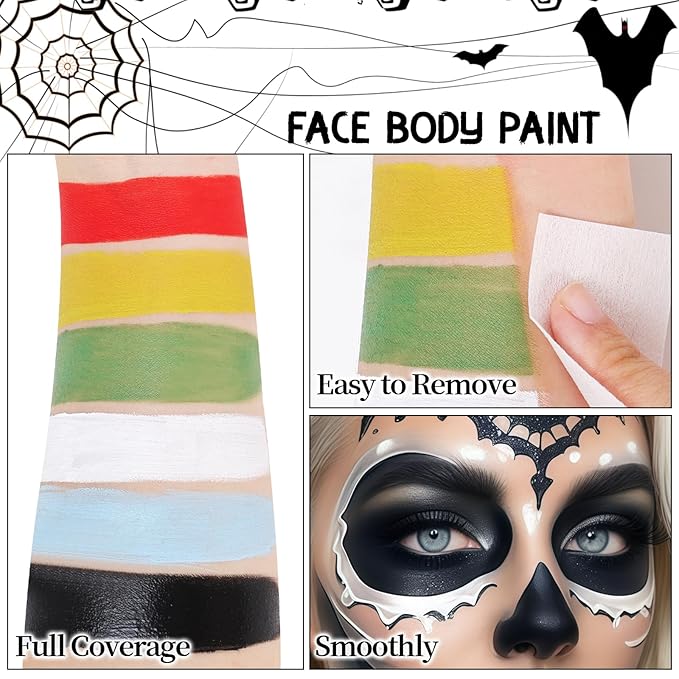 Halloween Makeup Kit for Shrek, Water-Based Non-Toxic Face Paint Set with Headband, Ogre Green Face Paint for Halloween Cosplay SFX Makeup, Costume Parties, Theatre,Stage Shows