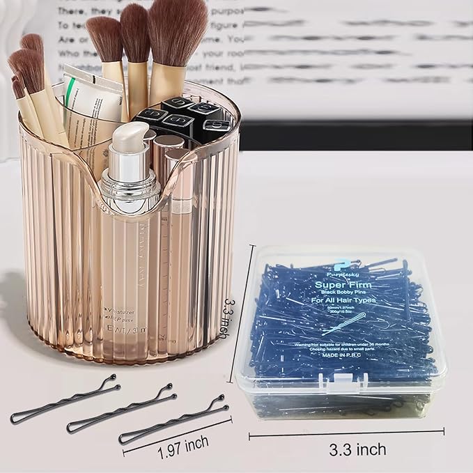 2" Bobby Pins for Hair in Case - 400 Pcs Black Hair Pins, Stainless Steel, Mini Strong Hold for All Hair Types (Thin/Thick/Curly/Straight) - Hair Accessories for Women for Styling, Updos, Daily Use