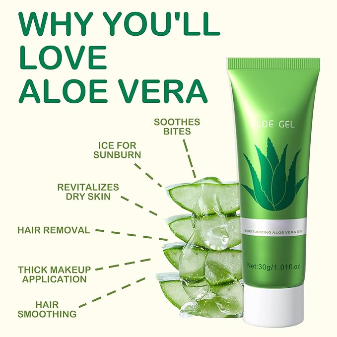 XMXueMei 16PCS Travel Size Aloe Vera Gel,Organic Aloe Vera Gel for Face & Body,Hydrating After Sun Care Lotion,Moisturizing After Sun Care Lotion Set for All Skin Type, 1.05 Oz