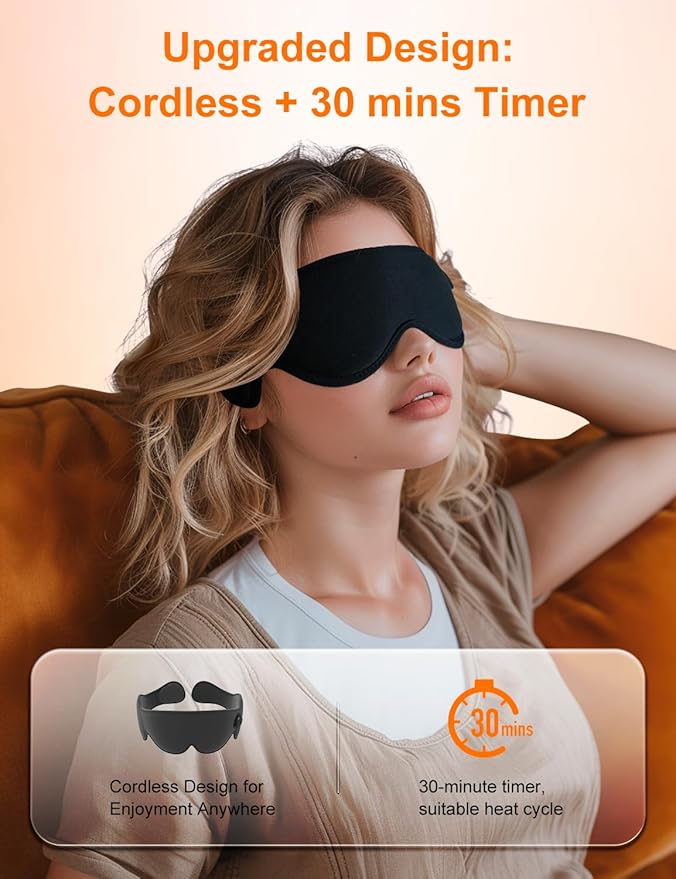 Graphene Times Heated Eye Mask, Cordless Heat Eye Compress for for Dry Eye Stye Relax Eye Strain, Portable Electric Warm Eye Mask for Blepharitis, Chalazion, Eye Fatigue or MGD