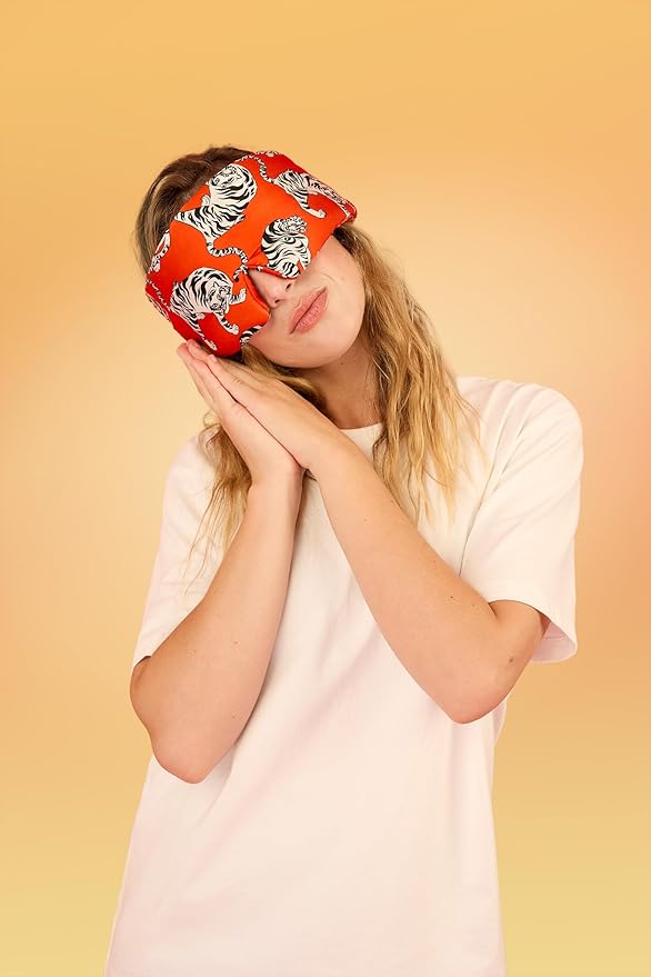 Glow People Silk Sleep Mask – 100% Mulberry Silk Eye Mask for Sleeping, Total Blackout, Cloud-Soft and Adjustable for Beauty Sleep and Travel - Red Tiger