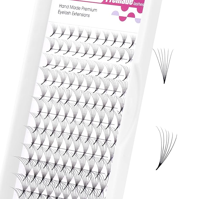 Premade Fans Eyelash Extensions 0.07D Curl Individual Lashes 6D Premade Easy Fan Lashes Soft Lash Extensions 8-14mm for Professional Salon Use(0.07D-13mm)