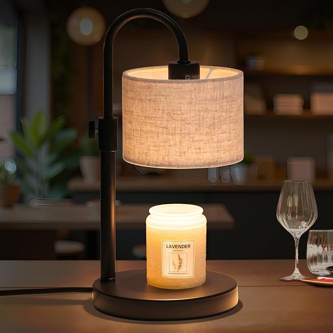 Candle Warmer Lamp with Timer, Dimmable Candle Wax Warmer Candle Lamp Warmer with 2 Bulbs, House Warming Gifts Christmas Gifts for Women Bedroom Home Decor (Linen-Upgraded)