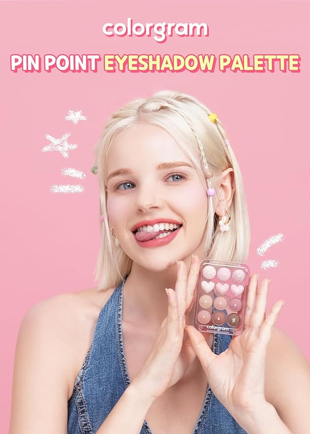 COLORGRAM Pin Point Eyeshadow Palette 04 Bright+Cool | Eyeshadow Palette for Daily makeup, Ultra-Blendable, Matte, Glitter, Shimmer Shades