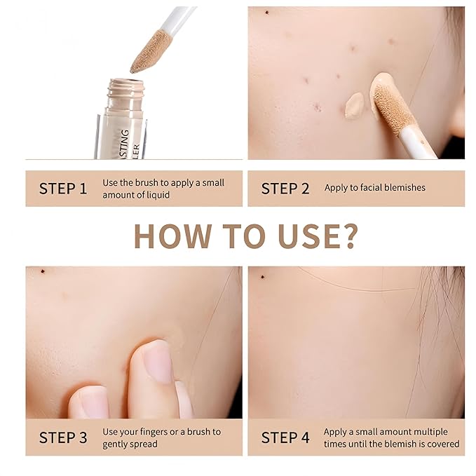 Full Coverage Concealer 6 Colors Lightweight Liquid Contour Waterproof Color Corrector Liquid Matte Concealer (Color 06)