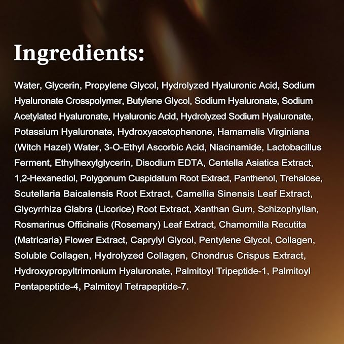 WXMX Ultra Hyaluronic Acid Serum–8 HA Forms for Multi-Layer Hydration&Anti-Aging Firmness Support, Matrixyl 3000, Collagen Tri-Complex, Peptide Repair Fusion&Botanical Extracts (0.05 Fl.oz x 30e)