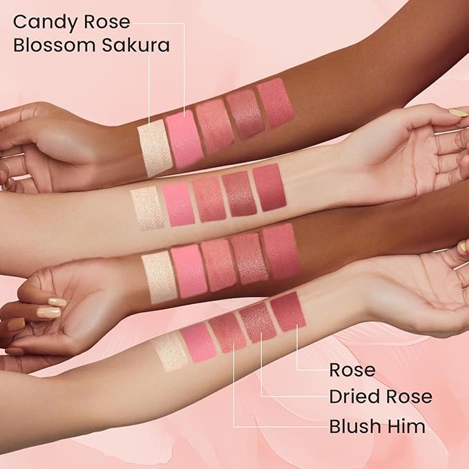 Blush Stick for Cheeks, Cream Blush with Heart-shaped, Dried Rose