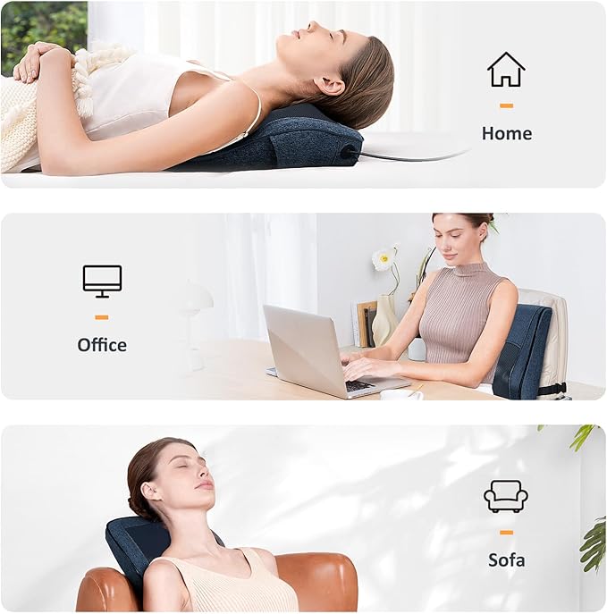 Boriwat Back Massager Neck Massager with Heat, Christmas Gifts for Men Women Mom Dad, Stress Relax at Home Office and Car (Blue-R7)