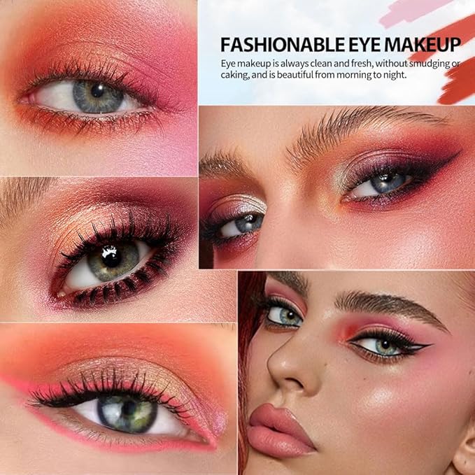 9-Color Pink Peach Eyeshadow Palette–High Pigment Matte Shimmer Glitter Eyeshadow Palette in Warm Coral & Rose Shades,Long-Lasting Waterproof, Blendable for Creative & Everyday Looks