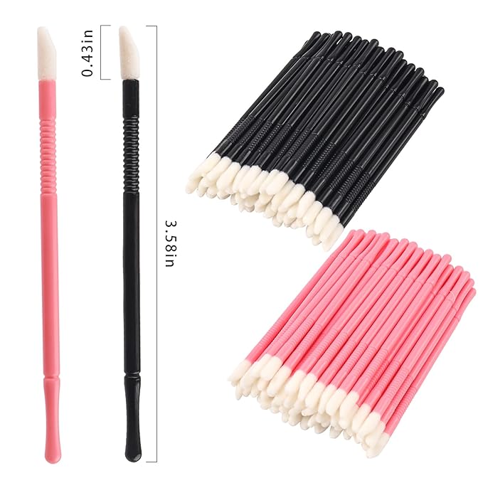 100 Pieces Disposable Lip Brushes Premium Lipstick Gloss Wands Applicator Makeup Tool Kits (Mixed 2 color)