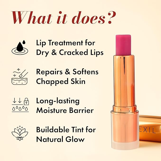 Clinexil Lushlips Tinted Lip Balm with 10% Squalane, Jojoba Oil and Vitamin E – Hydrating, Moisturizing – Natural skincare balm with Ceramides, Hyaluronic Acid & Licorice Extract 003 Radiant Ruby