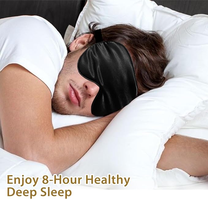 JroyJoy 4 Pack Silk Sleep Mask - 100% Blackout, Zero Eye Pressure, Blindfold with Adjustable Strap, Super Soft Travel Eye Covers (Black, Pink, Blue, Purple)