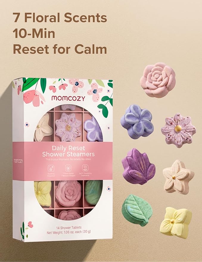 Momcozy 14 Pack Shower Steamers Aromatherapy with 7 Floral Scents, at-Home Spa-Worthy for Daily Shower, Ideal Gift Idea with Gentle Formula, Christmas Gifts for Mom, Self Care Gifts for Women